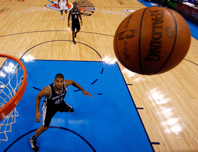 Tim Duncan #21 Of The San Antonio Spurs Eyes