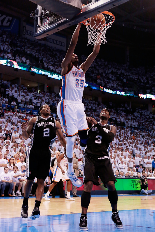 Serge Ibaka #9 Of The Oklahoma City Thunder Dunks