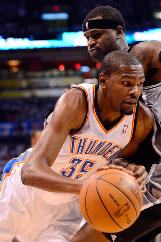 Kevin Durant #35 Of The Oklahoma City Thunder Drives