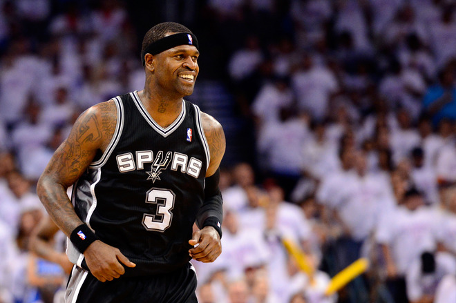 Stephen Jackson #3 Of The San Antonio Spurs Reacts