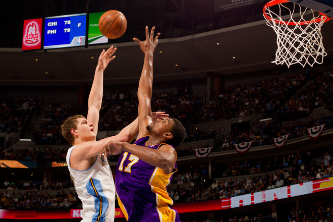 Timofey Mozgov #25 Of The Denver Nuggets Shoots