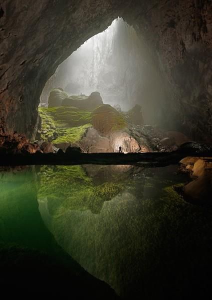 This beautiful cave in  Vietnam contains a jungle, is  big enough to house a  skyscraper, and was only  discovered in 2009.