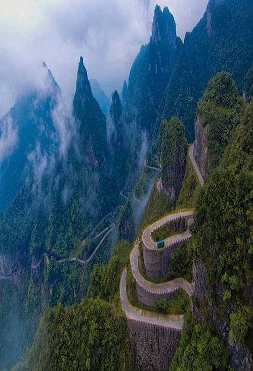 Switchback Highway,  Tianmen Mountain, China