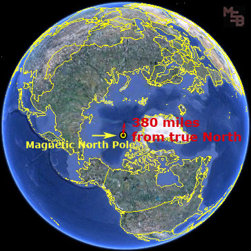 지구 자기 - 북 - 360 마일 -에서 - 사실 - 북 극 earth-magnetic-north-360-miles-from-true-north-pole