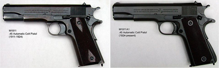 M1911은 1924년 약간 변경되어 M1911A1이 되었다.내부 구조의 변화는 거의 없고 실전 경험을 반영, 외관을 약간 개선한 정도이다. 