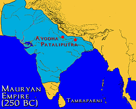 마우리아 왕조의 최대 영역(기원전 250년경)