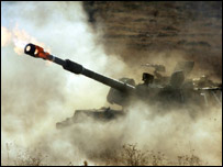 Israeli tank on border with Lebanon