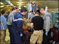 US doctors treating an Afghan civilian caught in the blast (Picture courtesy: US Air Force) 