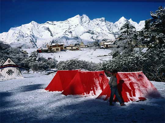  Camping near Tengboche monastery, highest monastery in the world