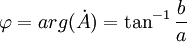 \varphi=arg(\dot{A})=\tan^{-1}\frac{b}{a}