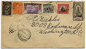 An oddball philatelic cover that mixes the stamps of several places together.