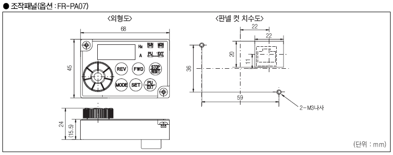 조작패널(옵션:FR-PA07)