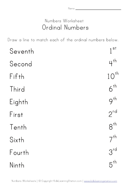 matching ordinal numbers