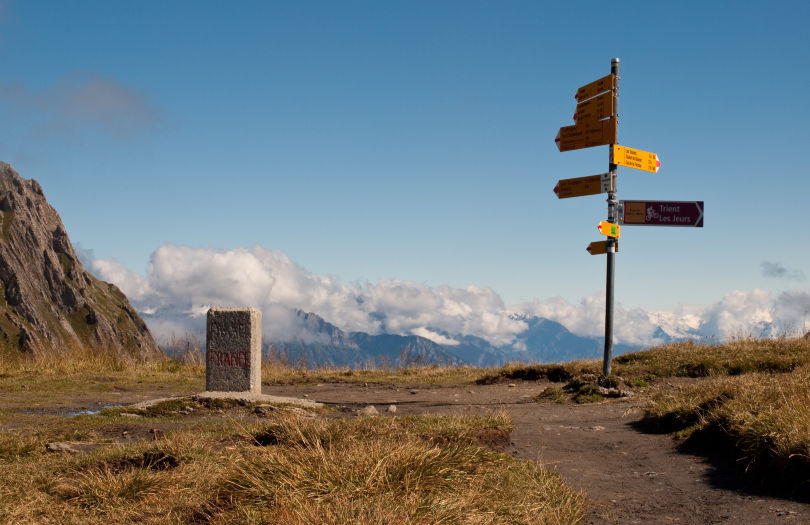 The border between France and Switzerland The border between France and Switzerland