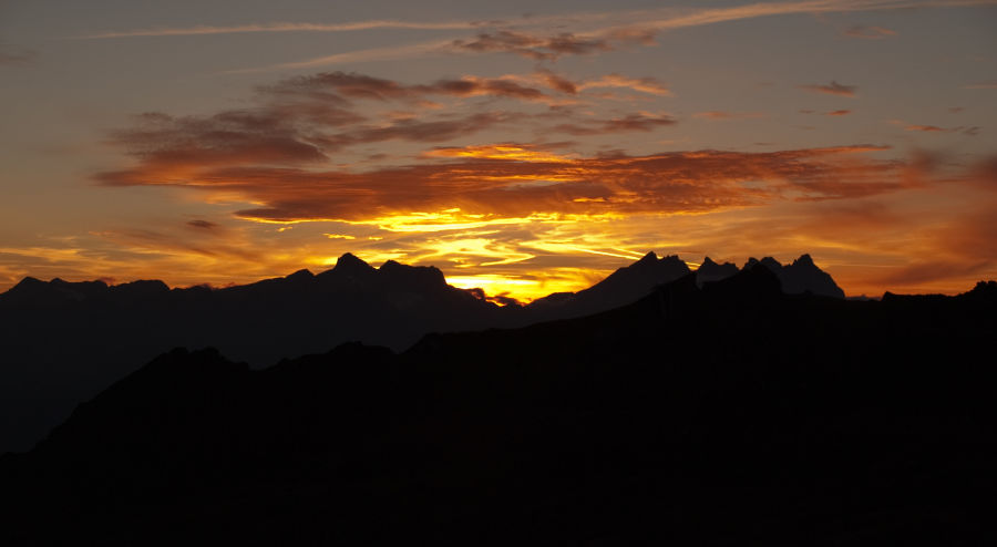 Sunset at Cabane du Mont Fort Sunset at Cabane du Mont Fort