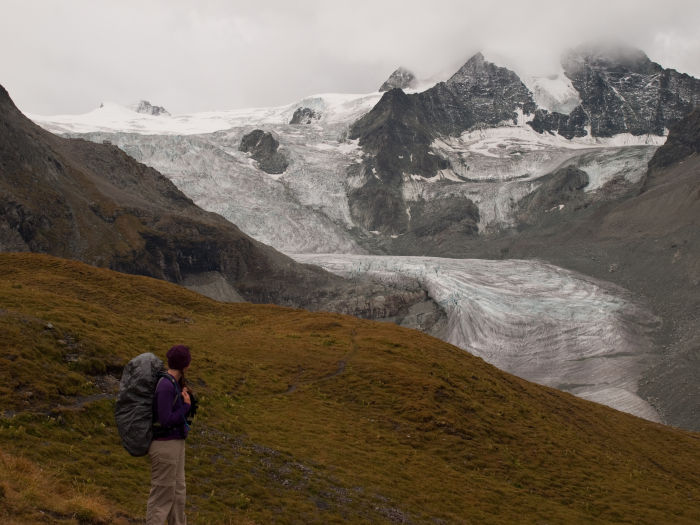 Looking back for one more view of the glacier before the clouds move in Looking back for one more view of the glacier before the clouds move in