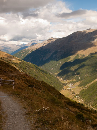 Looking down on Grüben from the trail Looking down on Grüben from the trail