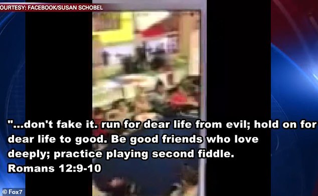 Schobel, of Smithville, came under fire earlier this month after a video of her students (pictured) reading a verse from a passage in the New Testament book of Romans, was shared on social media
