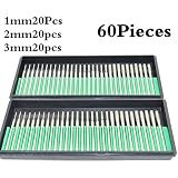 Aiskaer 60 Pcs Premium Diamond Drill Bit Cylindrical Burr Kit Jewelry Beach Sea Glass Shells Gemstones Lapidary.1mm 20pcs.2mm 20pcs.3mm 20pcs