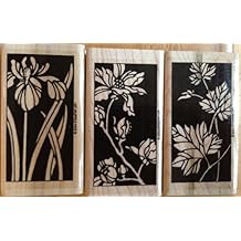 Stampin Up! Botanical Garden - Set of 3 Stained Glass Wood Mounted Rubber Stamps