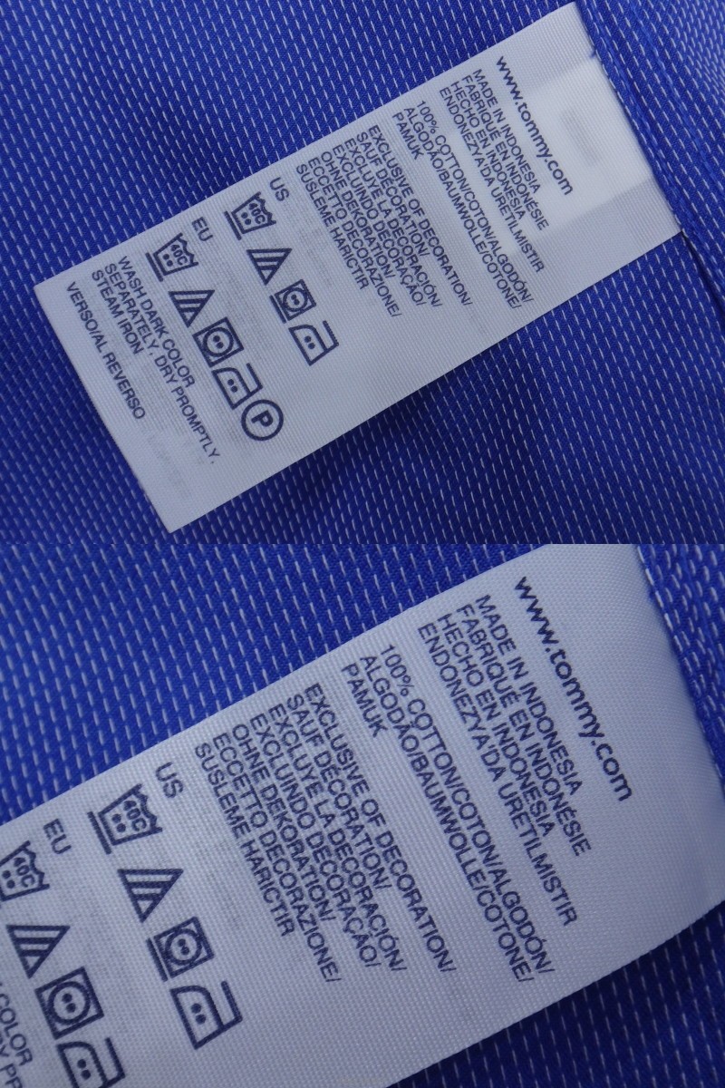(105호) 타미힐피거 남성 블루 긴팔 면 셔츠