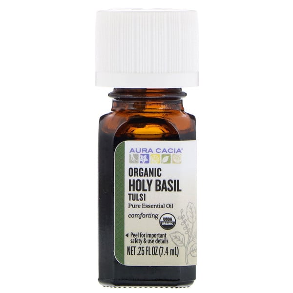 Aura Cacia, 순수 에센셜 오일, 유기농 홀리 바질 툴시, 7.4ml(0.25fl oz)