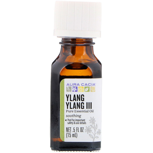 Aura Cacia, 100% 퓨어 에센셜 오일, 일랑 일랑 III, 관능적인, .5액량 온스 (15 ml)