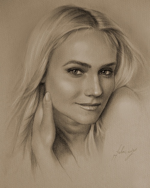 Gorgeous Diane. Pencil portrait by Polish Illustrator Krzysztof Lukasiewicz