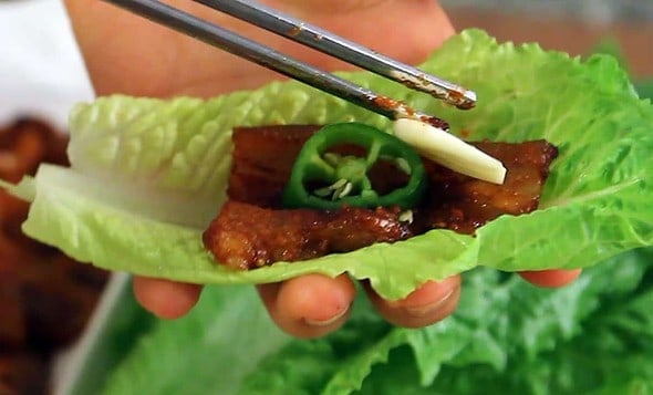 Korean spicy pork wrap