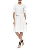 Hesha Half-Sleeve Patterned Boxy Top & Zaikin Patterned A-Line Skirt Hesha Half-Sleeve Patterned Boxy Top & Zaikin Patterned A-Line Skirt