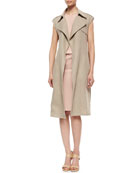 Jiliya Long Linen Vest & Atle Sleeveless Crepe Dress Jiliya Long Linen Vest & Atle Sleeveless Crepe Dress