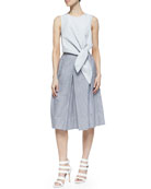 Stripe Shirting Crop Tie Top & Striped Shirting Skirt Stripe Shirting Crop Tie Top & Striped Shirting Skirt