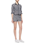 Waterfront Gingham Button-Front Top & Mini Shorts Waterfront Gingham Button-Front Top & Mini Shorts