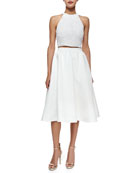 Grenada Sleeveless Beaded Crop Top & Luisa Full Tea-Length Skirt Grenada Sleeveless Beaded Crop Top & Luisa Full Tea-Length Skirt