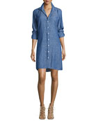 Murphy Chambray Shirtdress, Navy Murphy Chambray Shirtdress, Navy