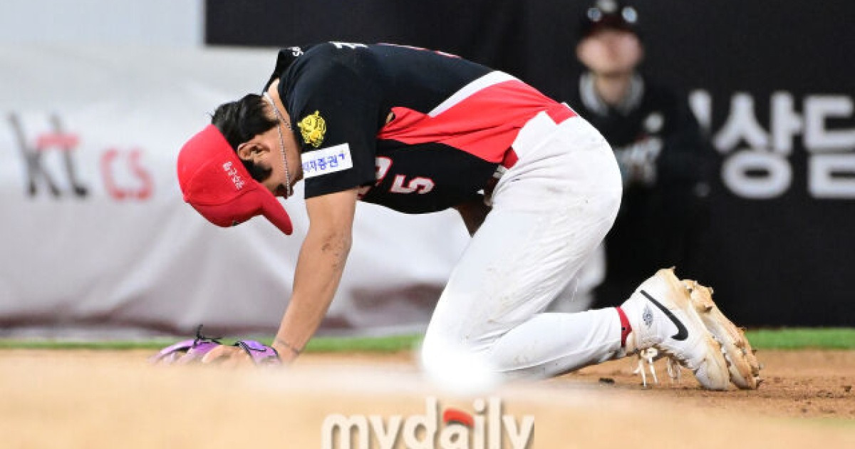 김도영 하필 급소에 공을 맞다니, 보호대 안 찼는데 천만다행…"태그 하려고 하다니" 사령탑 엄