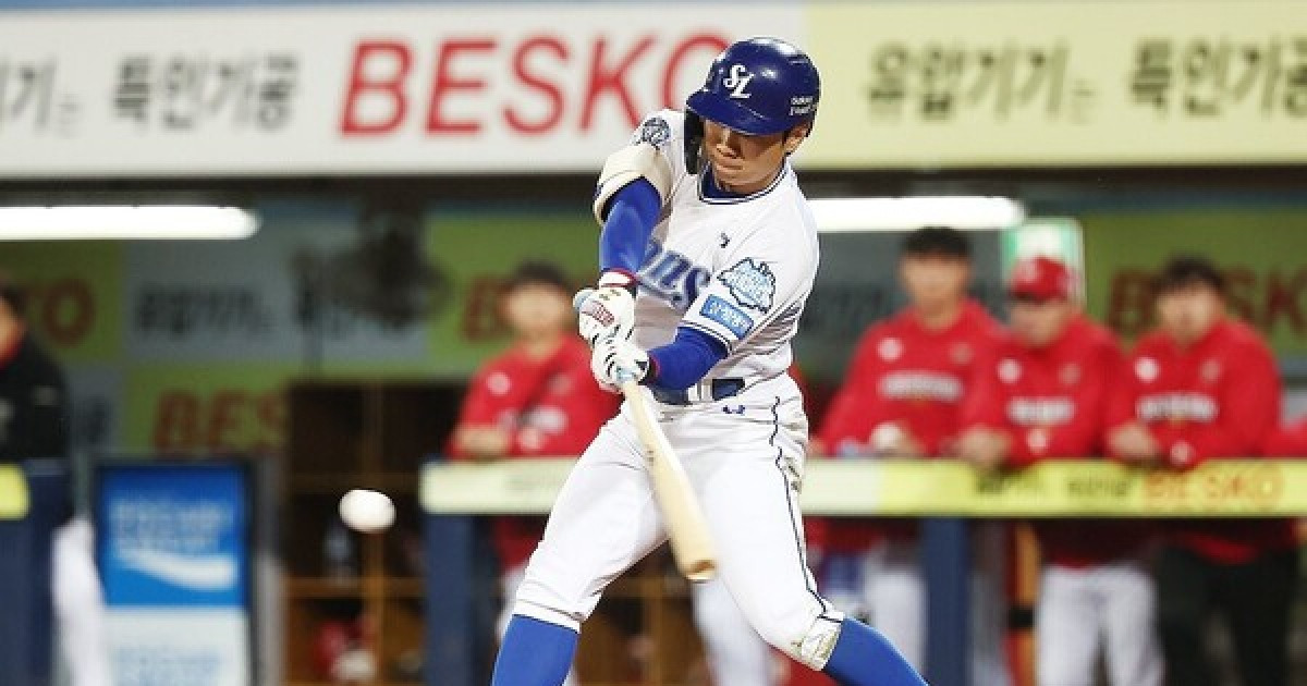 한화 보인다… '김지찬 적시타+강민호 홈쇄도' 삼성, 선취점 뽑았다[준PO4]