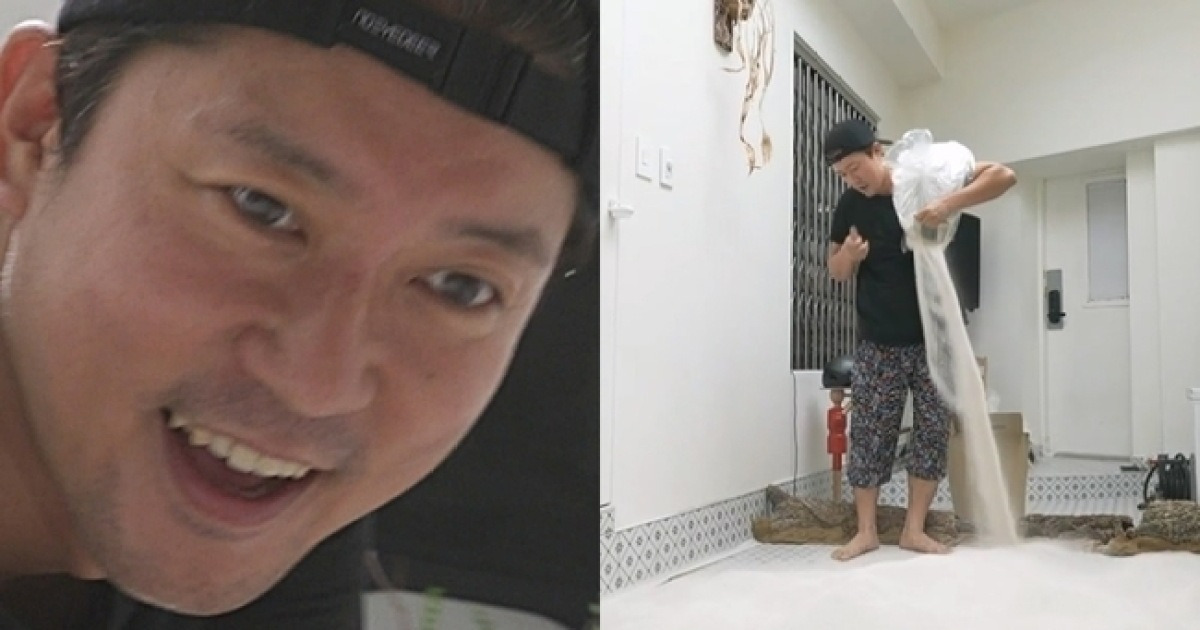 ‘광기’ 김대호, 집에 모래 20박스 쏟아 해변 만들었다 (나 혼자 산다)