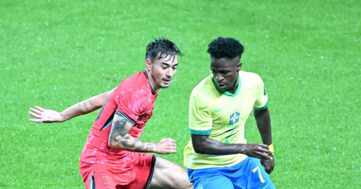 '한국 완벽히 농락' 레알 포워드 비니시우스, 미친 골로 브라질 5-0 리드 [후반 진행 중]