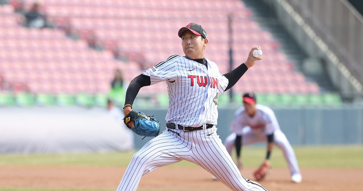 LG, 개막전부터 접한 비보…손주영 옆구리 미세 손상, 웰스로 빈자리 채운다[스경X현장]