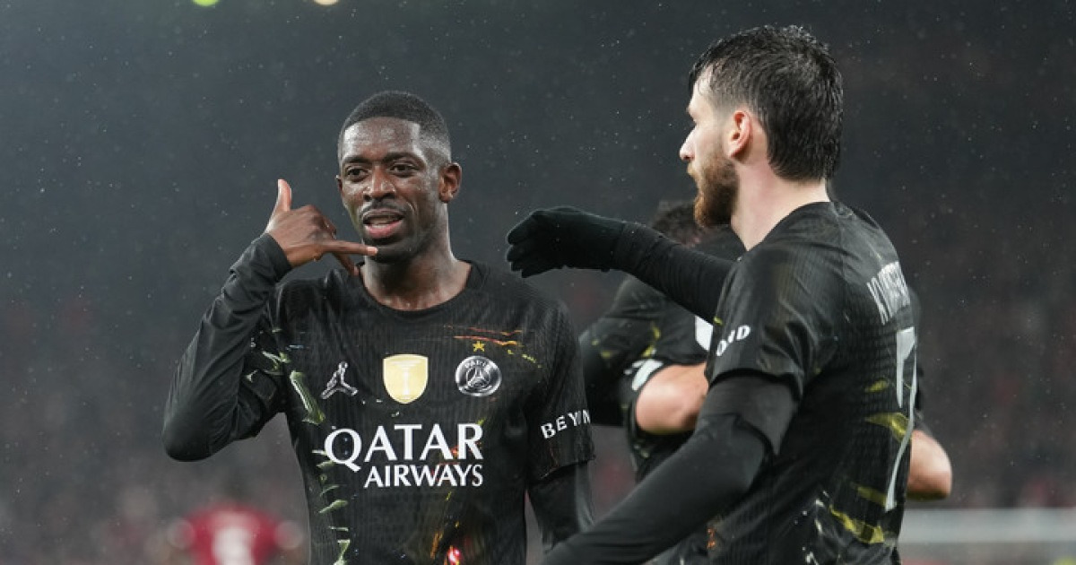 안필드의 기적은 없었다...'이강인 결장' PSG, 뎀벨레 멀티골→리버풀 2-0 완파...합산 4-0으로 2년 