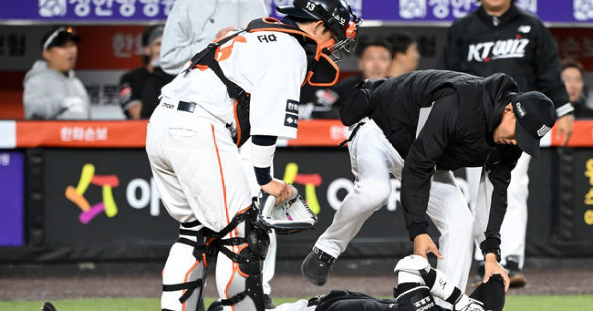 '악!' 허경민 얼굴에 146km/h 패스트볼 직격…엄상백 헤드샷 퇴장 조치 [오!쎈 대전]