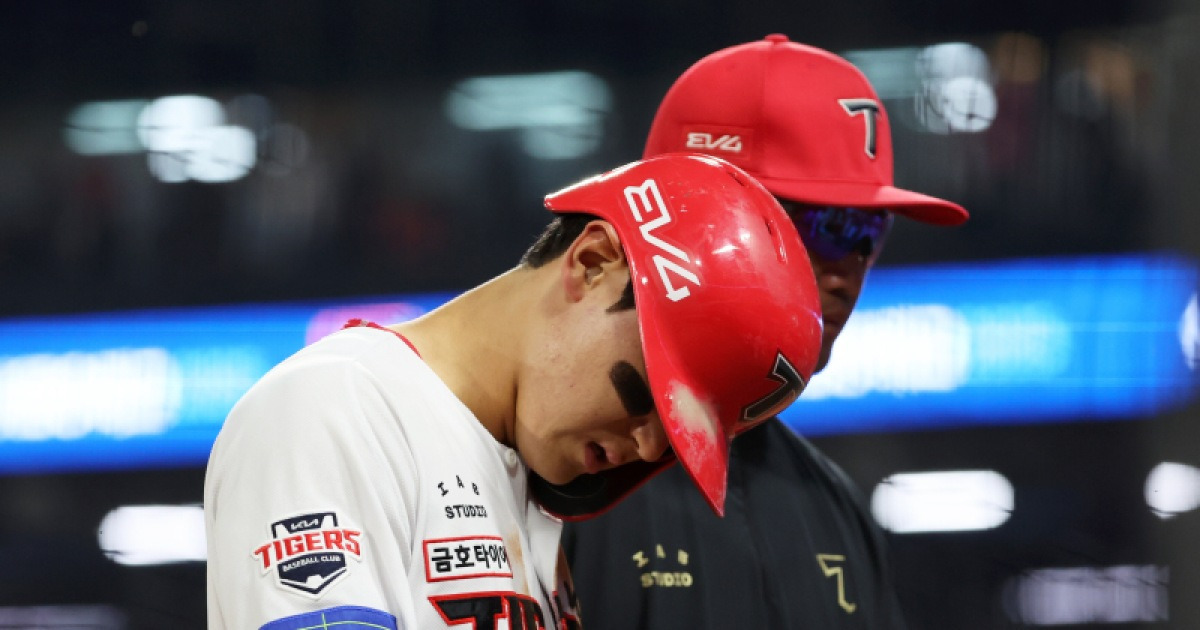 또또또...KIA 김도영 햄스트링 통증으로 교체