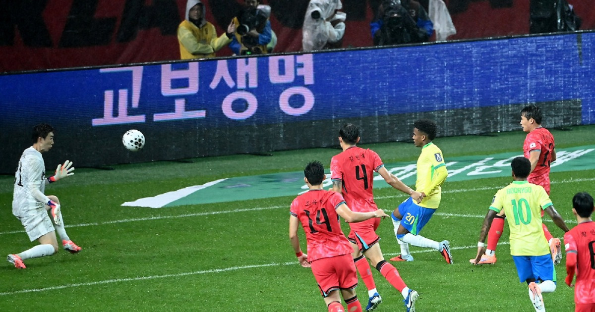 브라질에 연속골 허용.. 韓 남자 축구 평가전 후반 0-5