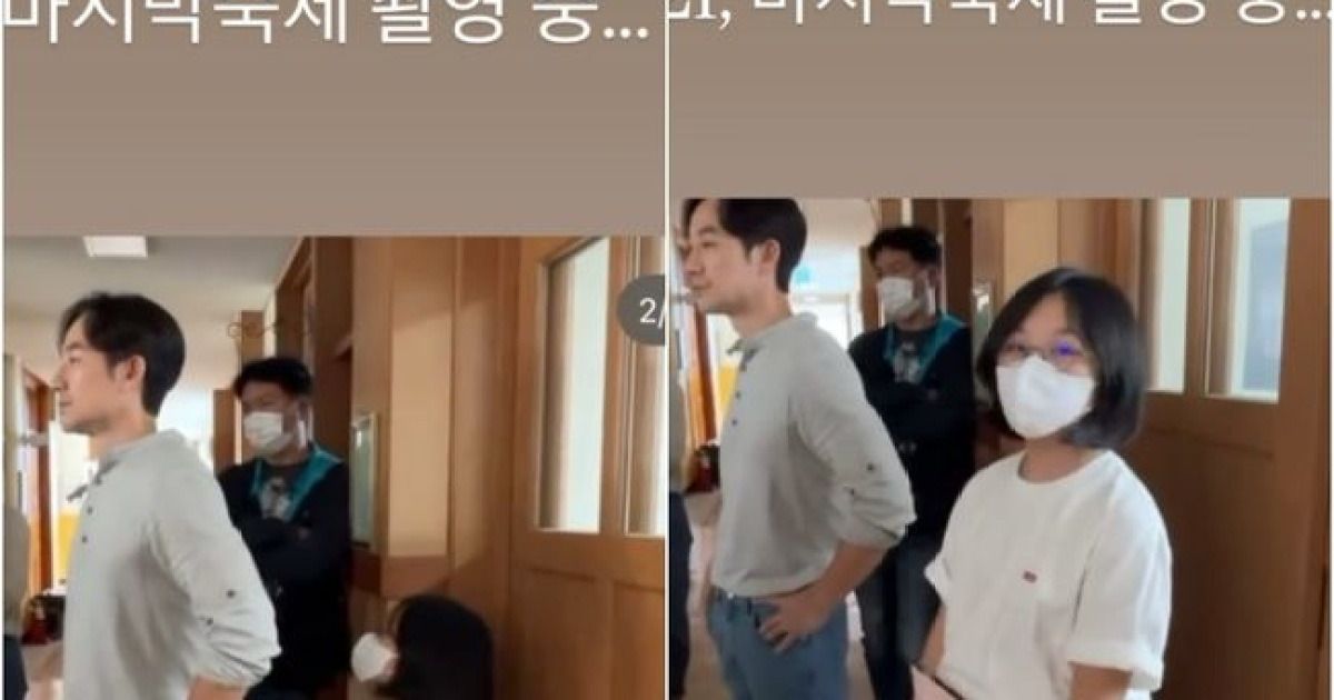 윤혜진♥︎엄태웅 딸 지온 "아빠 껌딱지네"..촬영장서 다정한 부녀