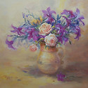 자주꽃 정물 작품