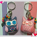 프린트 부엉이 열쇠고리
