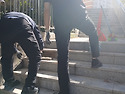 201동 옆 대리석계단 대리석이탈 고정..