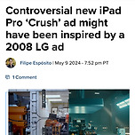해외에도 알려지고 있는 아이패드 프로 LG 광고 표절 논란 이미지