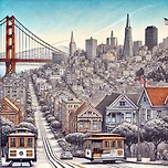 샌프란시스코 #펜 #잉크 스케치 이미지